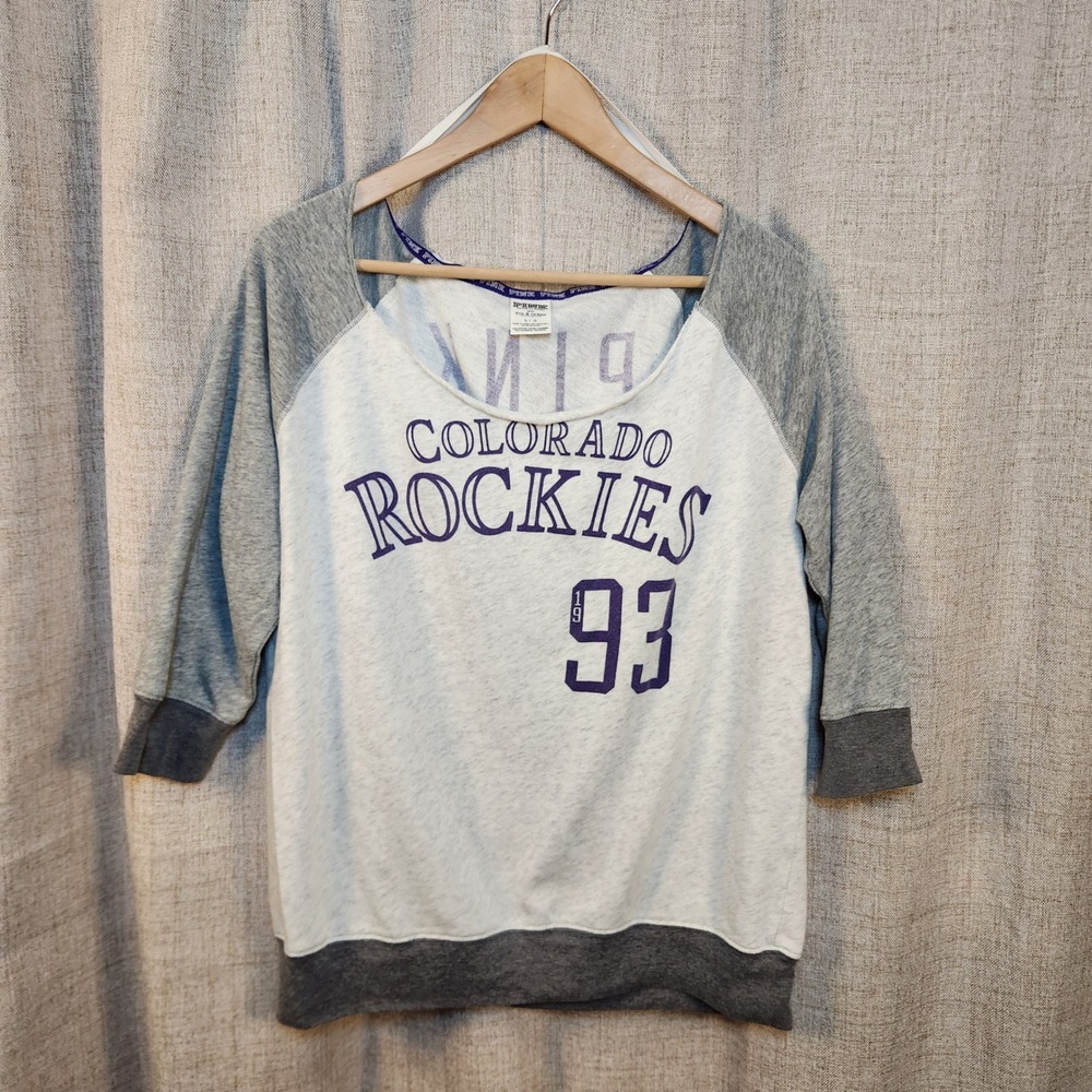 Pink Victoria's Secret Sweatshirt Women's L Purple Colorado Rockies Baseball MLB
